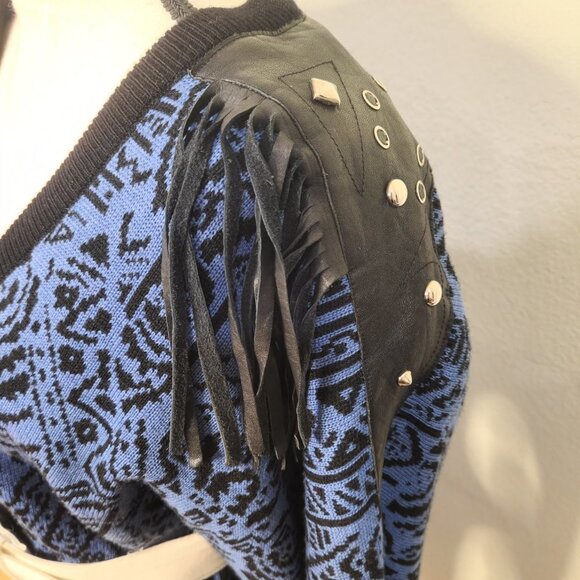 Vintage 3 piece knit  punk rocker set by Vasginie with studs and fringe - Picture 10 of 13